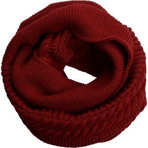 Women's Crochet Burgundy Thick Ribbed Knit Winter Infinity Circle Loop Scarf